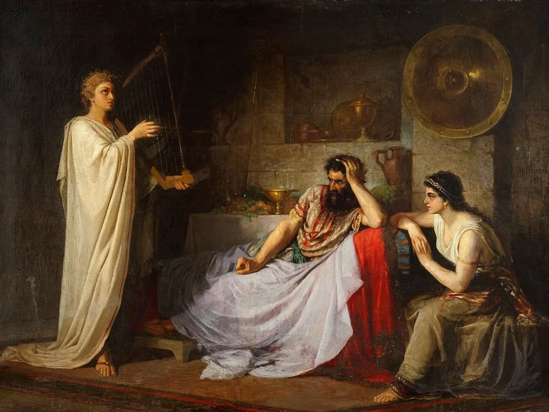 1848-Nikolai Mikhailovich Plyusnin - Davide legge Saulom. 1873